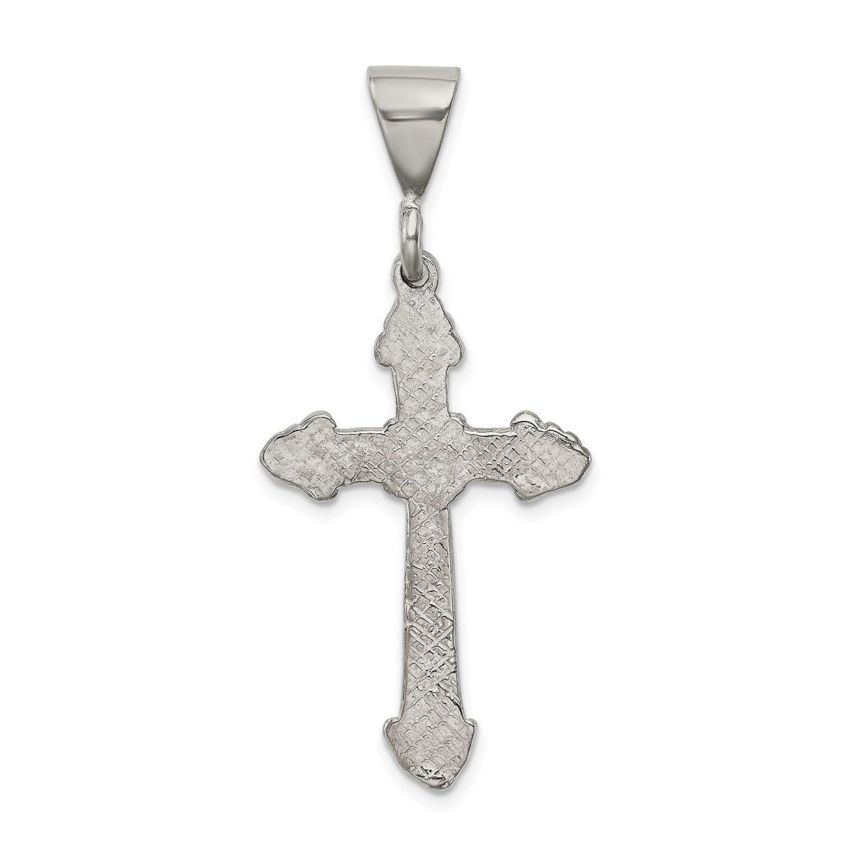 Sterling Silver Crucifix Cross Pendant with Textured Flared Ends, Bold Gothic Christian Style