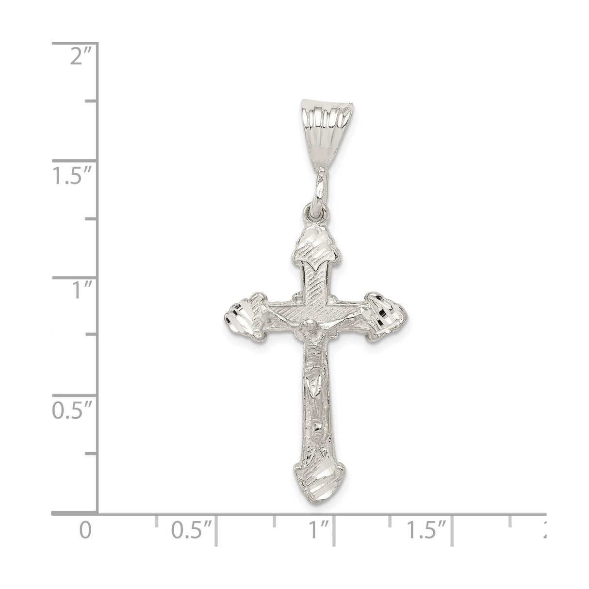 Sterling Silver Crucifix Cross Pendant with Textured Flared Ends, Bold Gothic Christian Style