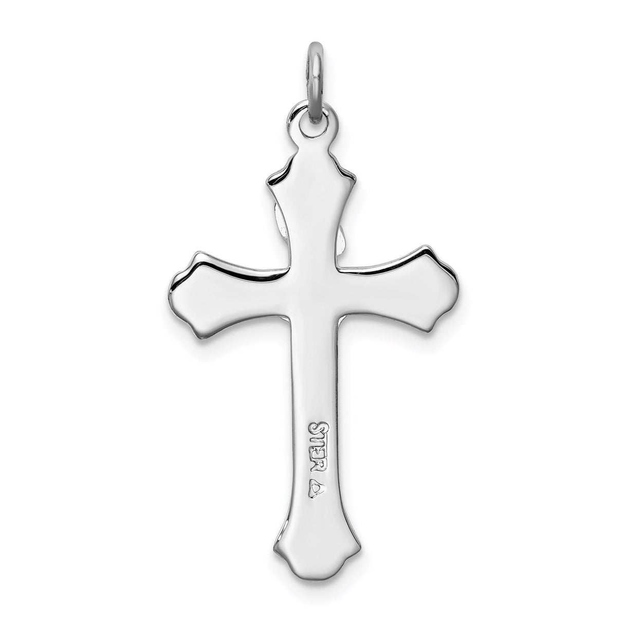 Sterling Silver Crucifix Cross Pendant with INRI Scrollwork and Baroque Details