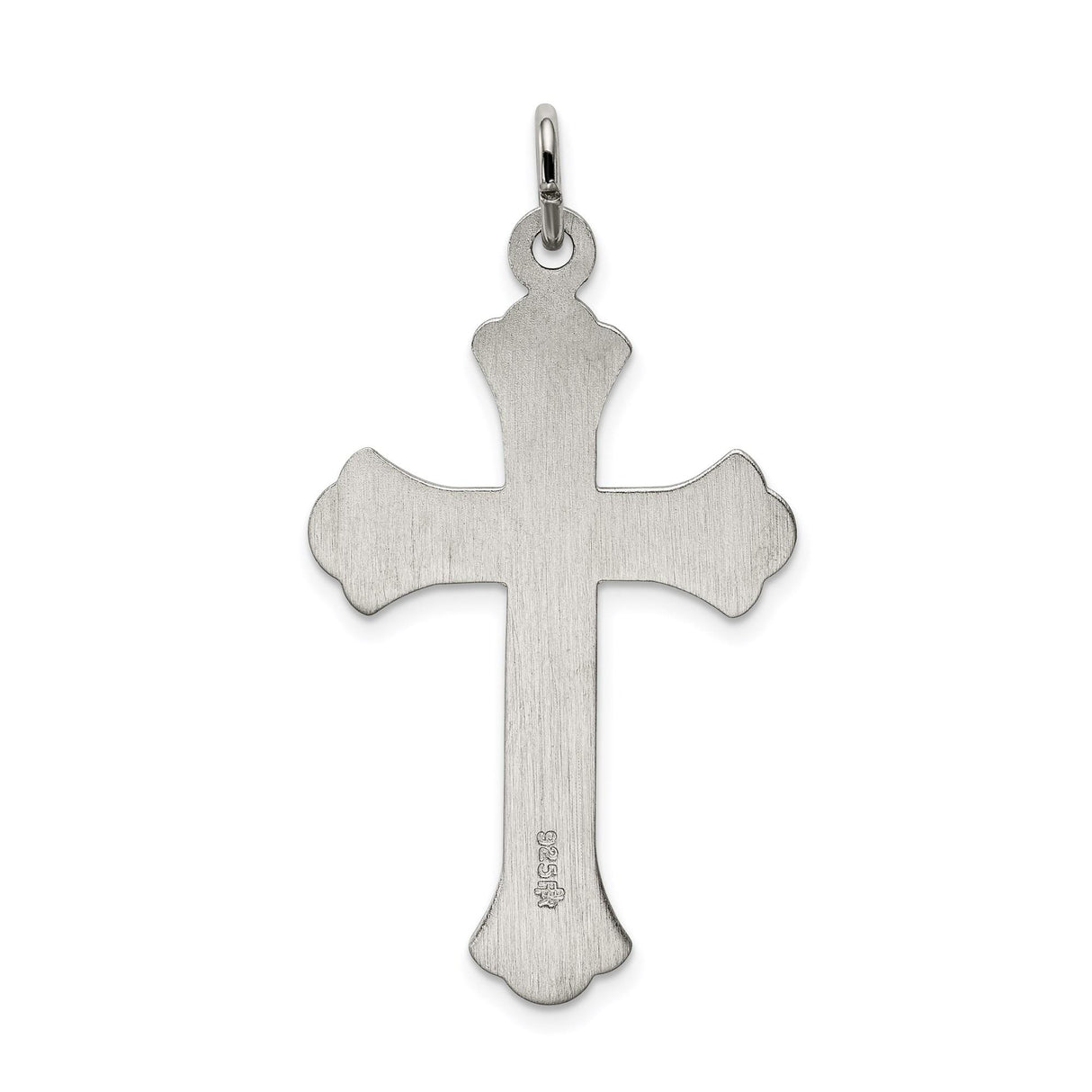 Sterling Silver Crucifix Cross Pendant with Detailed Jesus Figure, Textured Religious Design