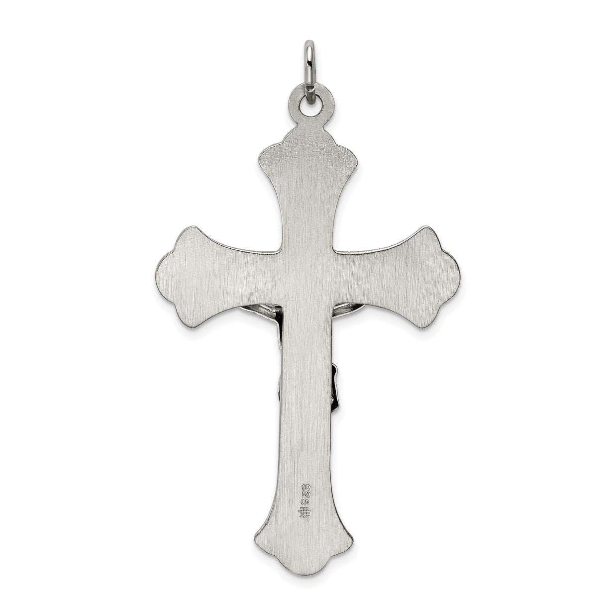 Sterling Silver Crucifix Pendant with Realistic Jesus Figure and Filigree Detailing