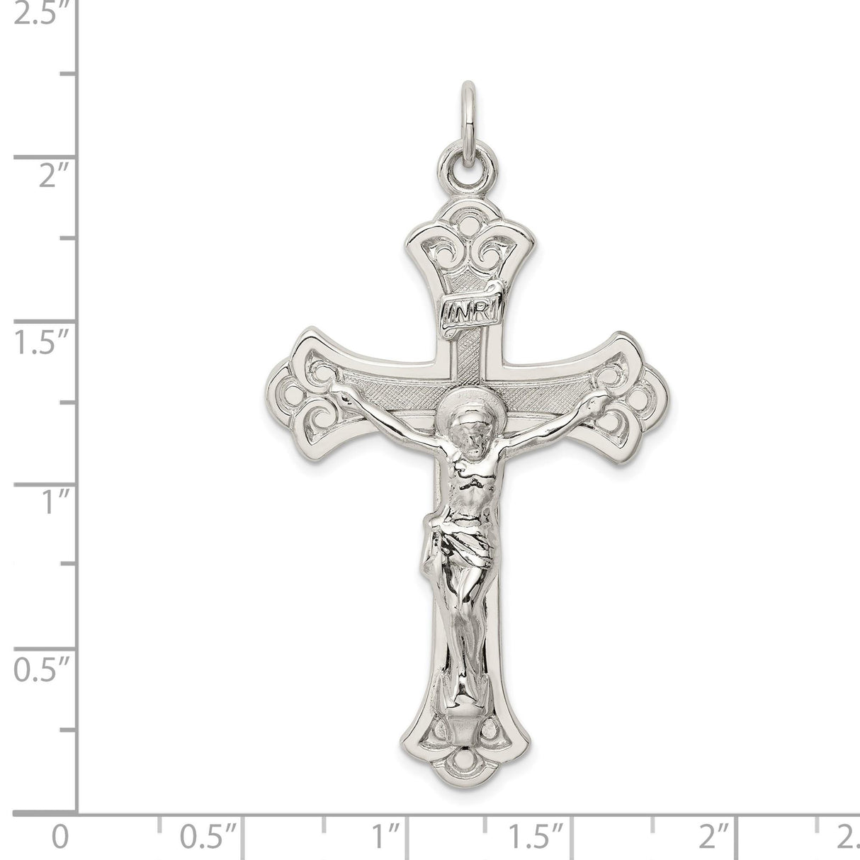 Sterling Silver Crucifix Pendant with Realistic Jesus Figure and Filigree Detailing