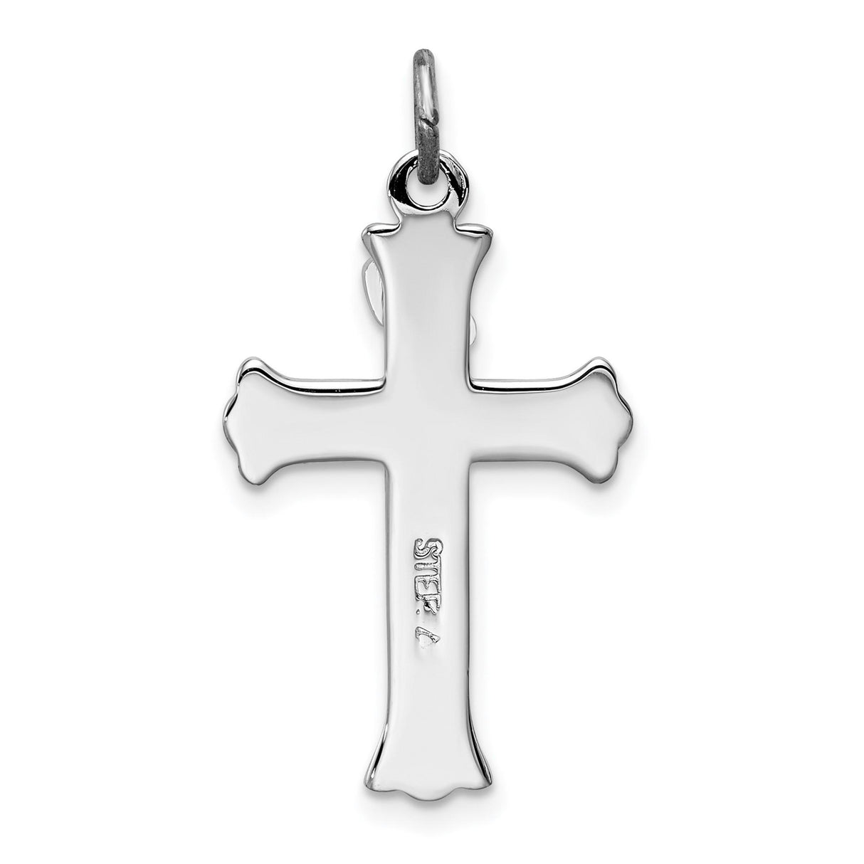 Sterling Silver Crucifix Pendant with INRI Detailing and Black Enamel Accents