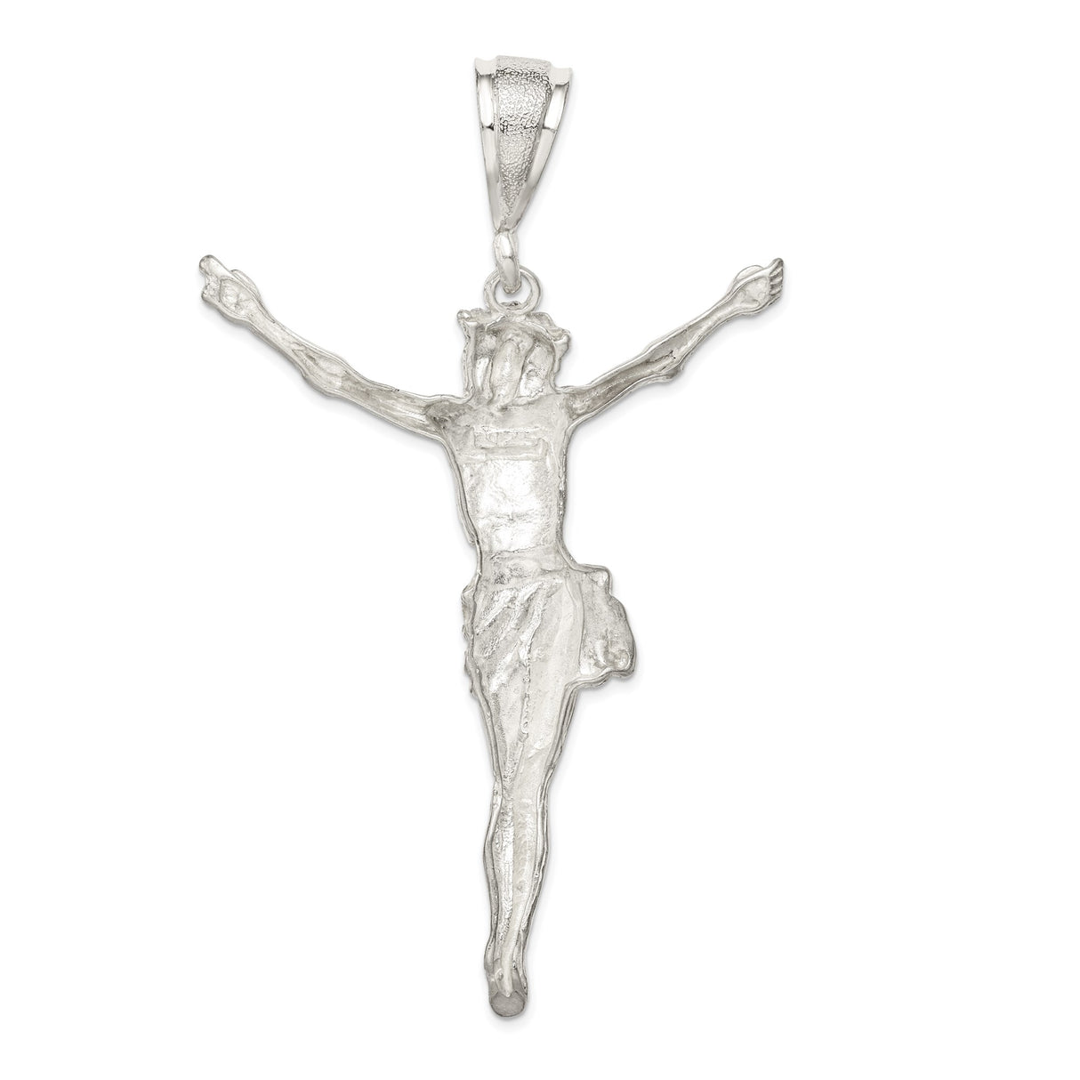Sterling Silver Crucifix Pendant with Jesus on Cross, Christian Catholic Religious Charm