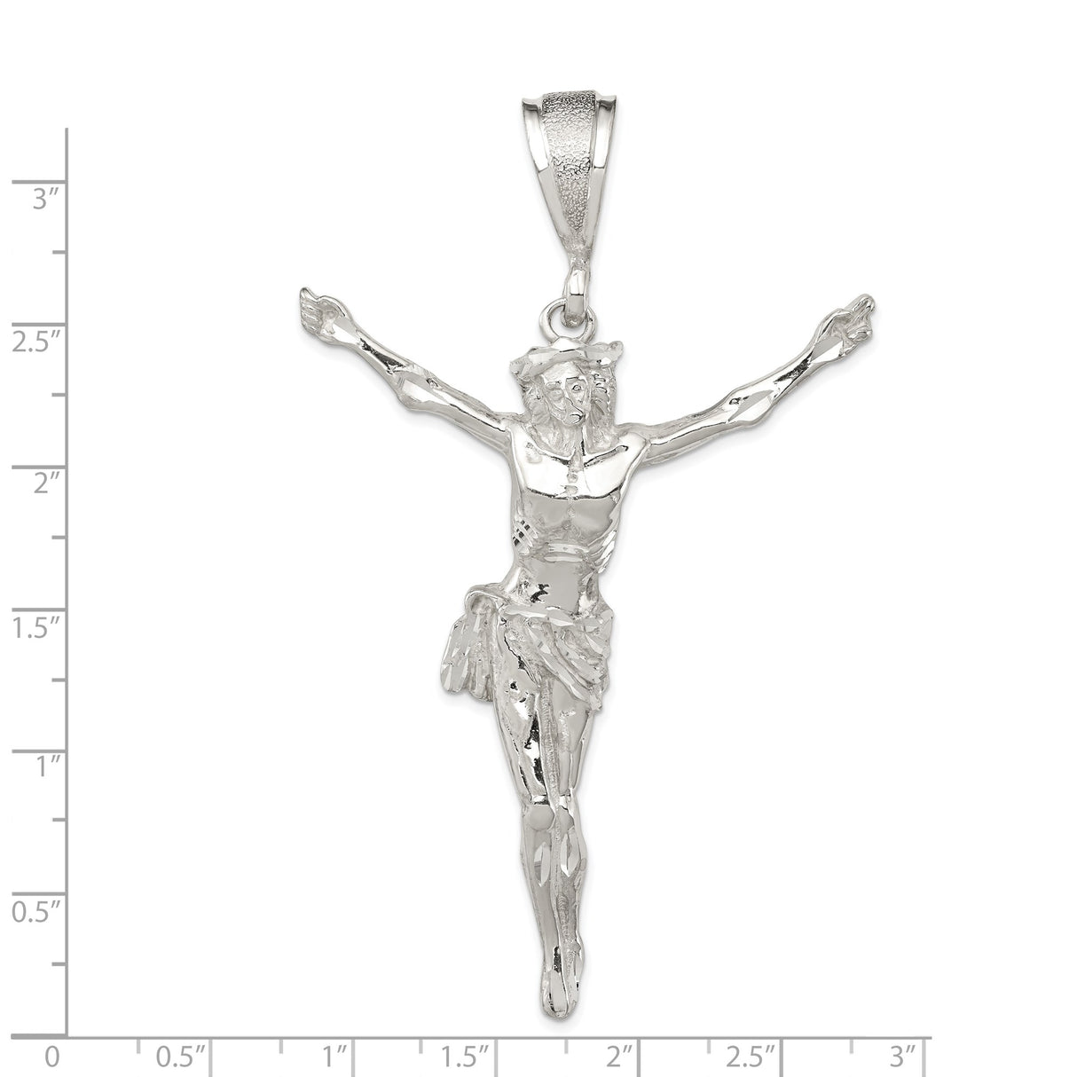 Sterling Silver Crucifix Pendant with Jesus on Cross, Christian Catholic Religious Charm