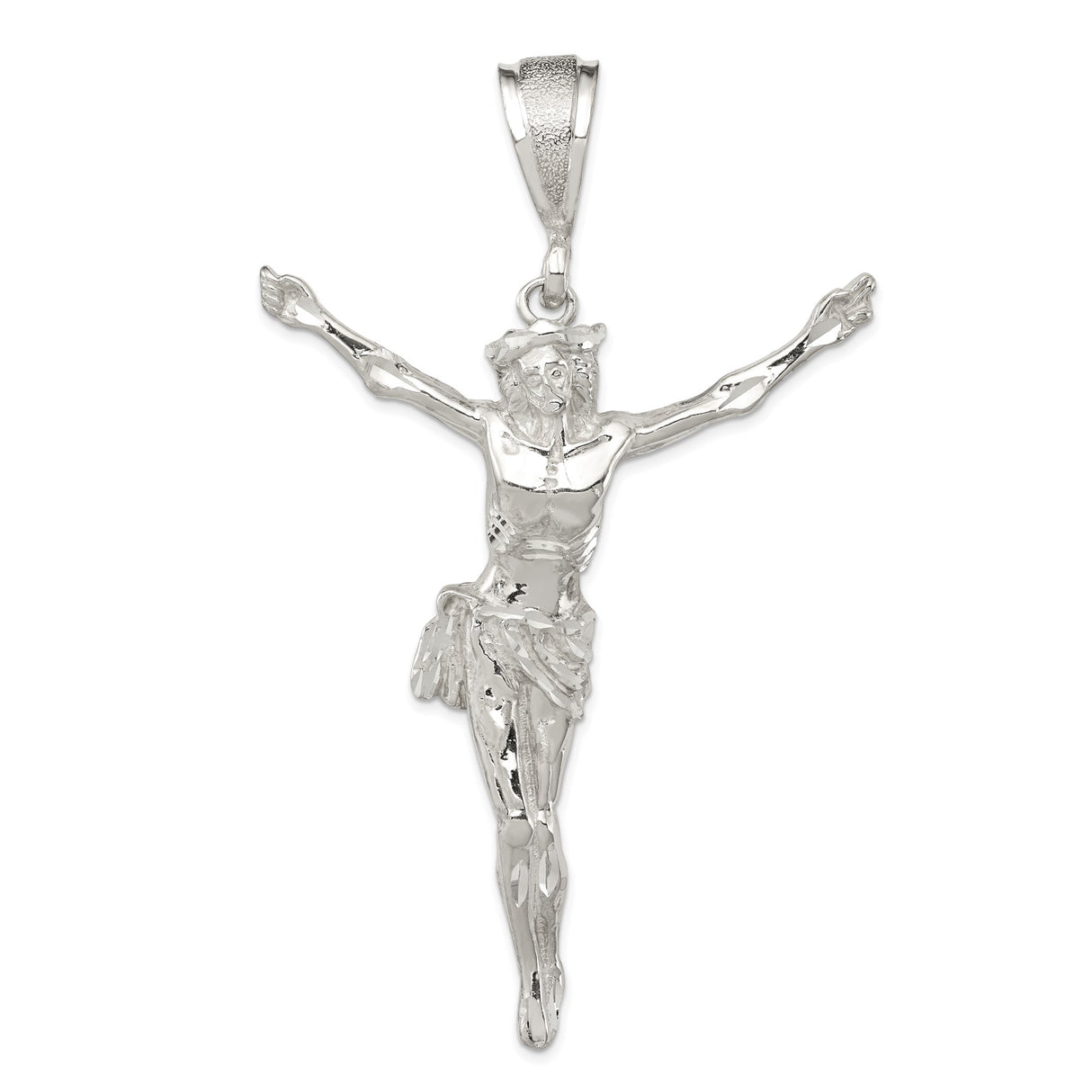Sterling Silver Crucifix Pendant with Jesus on Cross, Christian Catholic Religious Charm