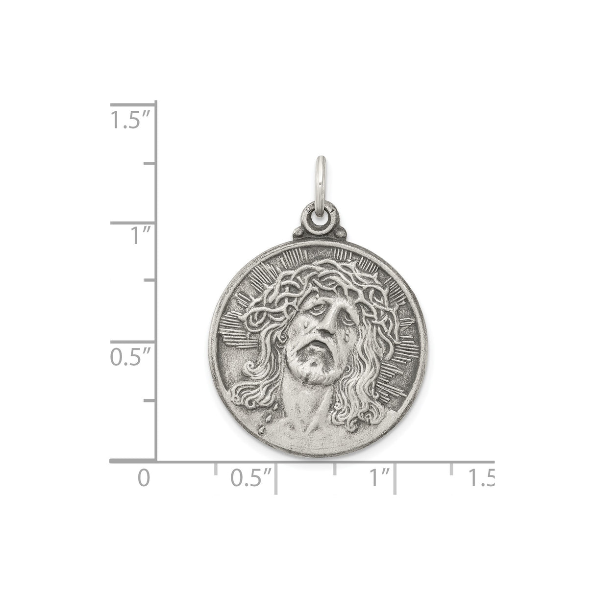 Sterling Silver Jesus Christ Pendant with Radiant Halo and Crown of Thorns