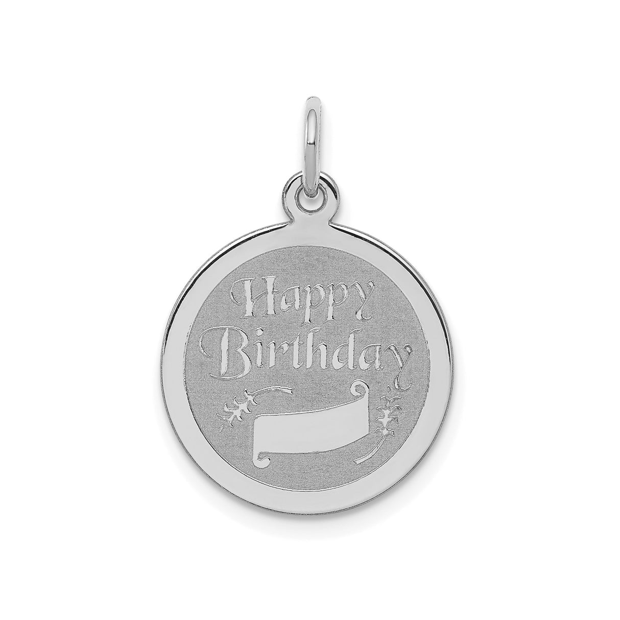 Sterling Silver Pendant with Happy Birthday Message and Blank Banner Charm