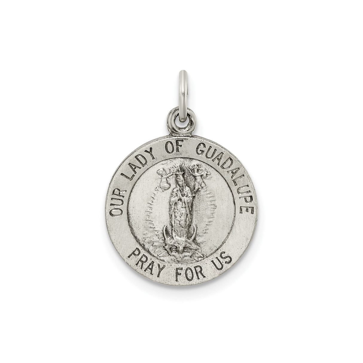 Sterling Silver Pendant Featuring Our Lady of Guadalupe, Catholic Medal with Engraving for Women
