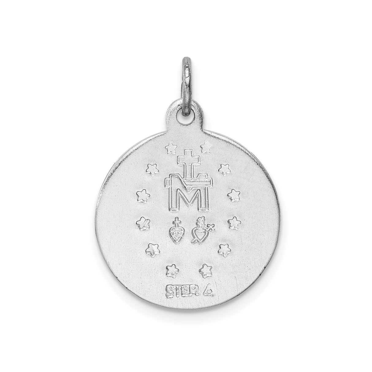 Sterling Silver Miraculous Medal Pendant with Virgin Mary and Rays, Catholic Prayer Jewelry