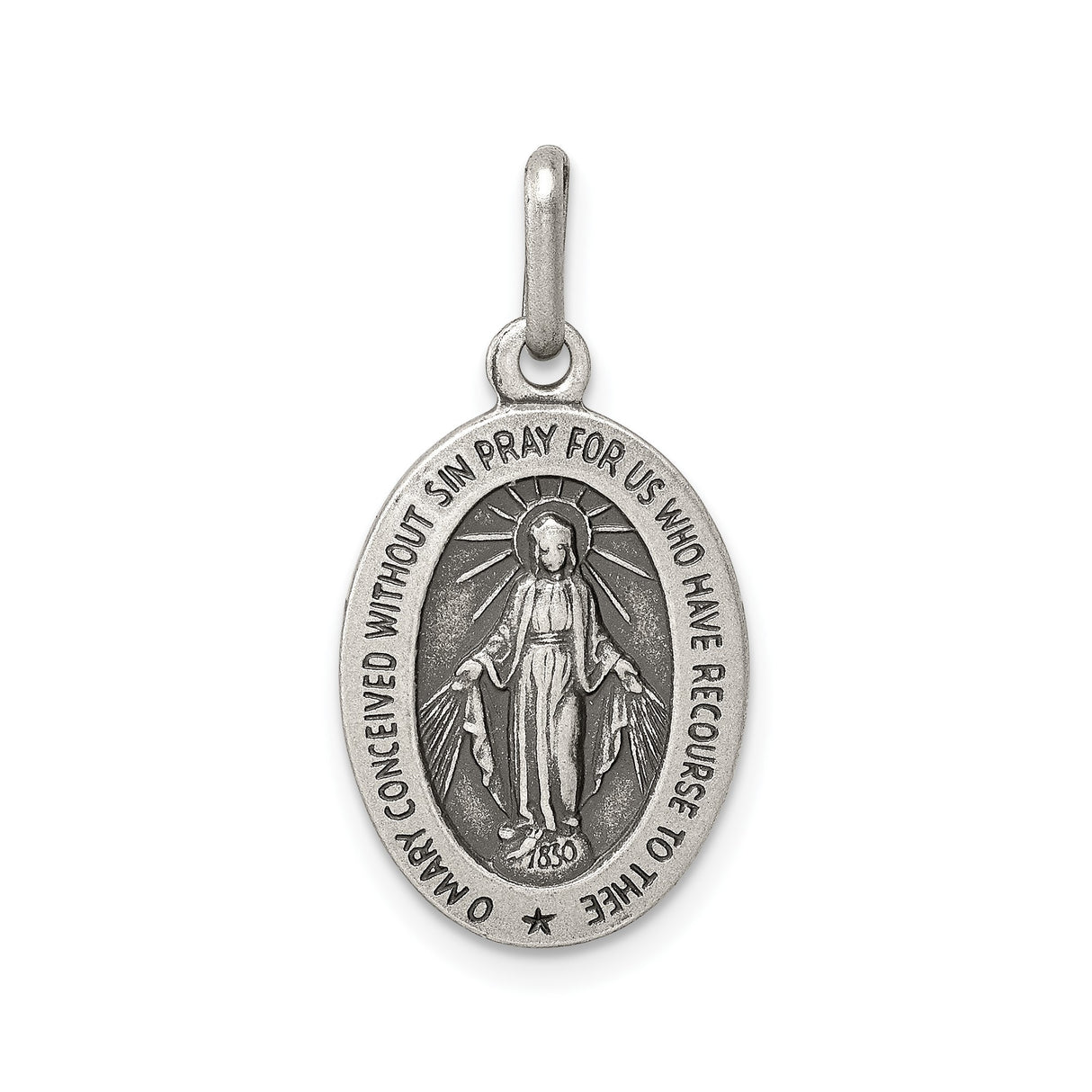 Sterling Silver Miraculous Medal Virgin Mary Pendant, Catholic Devotional Jewelry for Women or Unisex