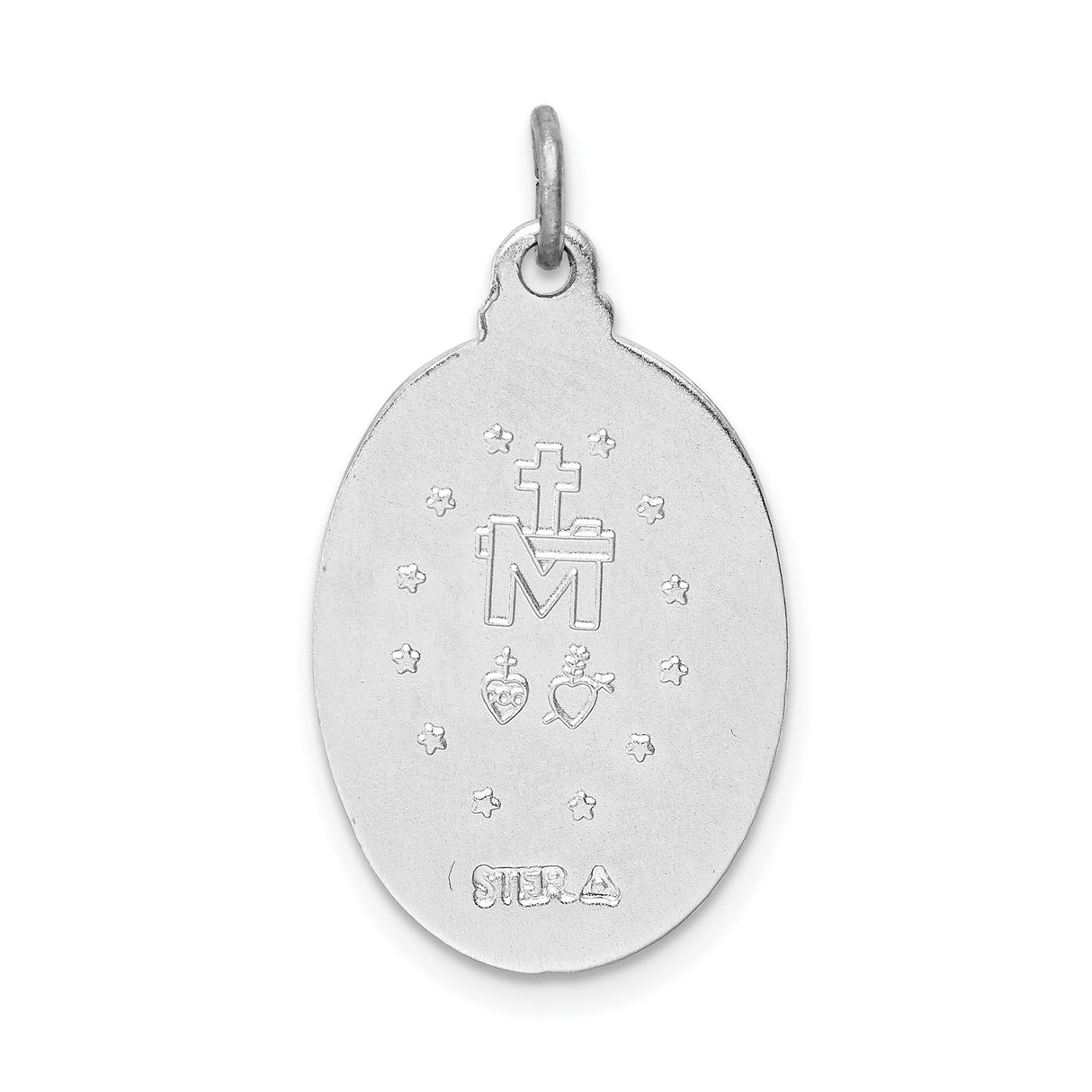 Sterling Silver Miraculous Medal Pendant Featuring Virgin Mary and Inspiring Inscription