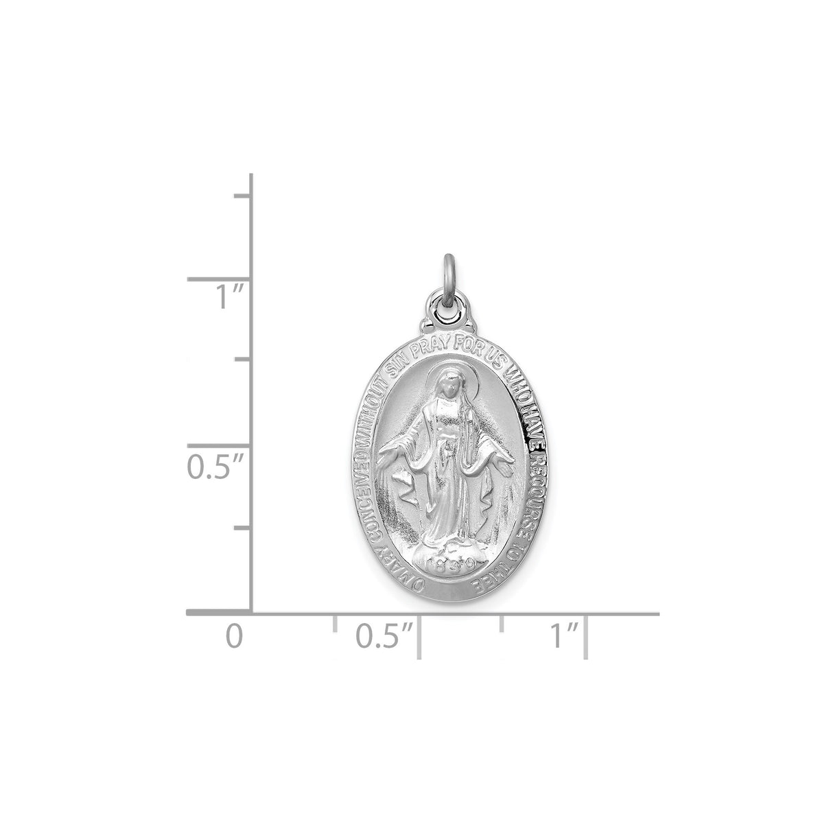 Sterling Silver Miraculous Medal Pendant Featuring Virgin Mary and Inspiring Inscription