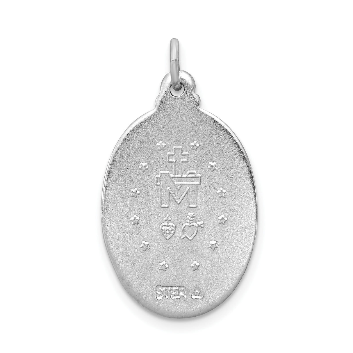 Sterling Silver Miraculous Medal Pendant with Gold Tone Border, Virgin Mary Design, Catholic Religious Jewelry