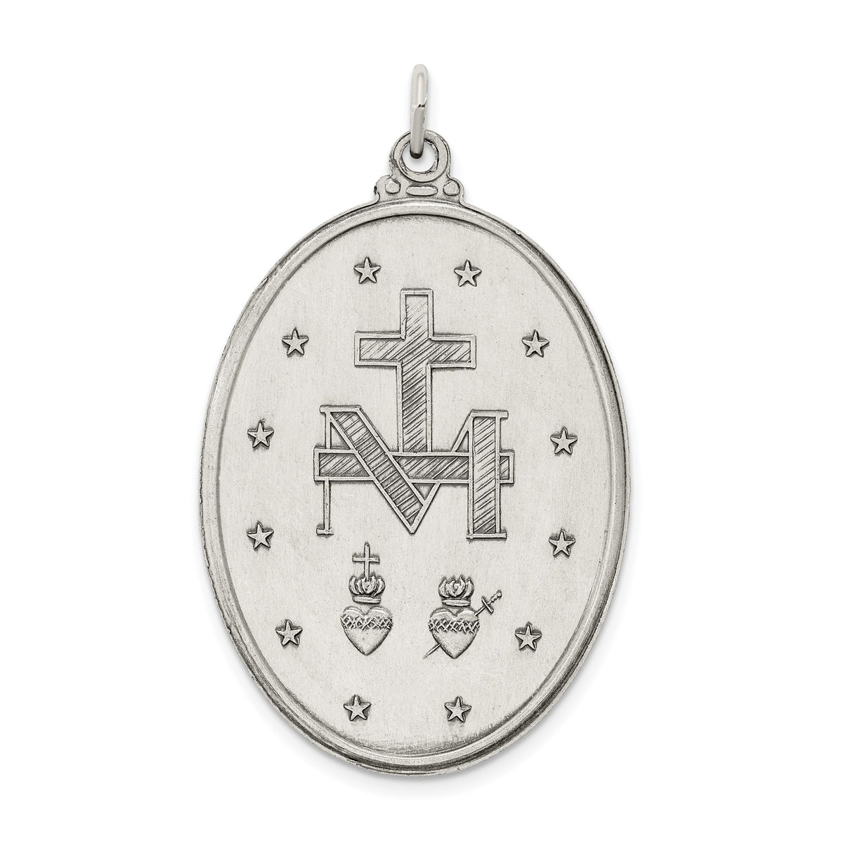 Sterling Silver Miraculous Medal Pendant Featuring Virgin Mary and 1830 Inscription