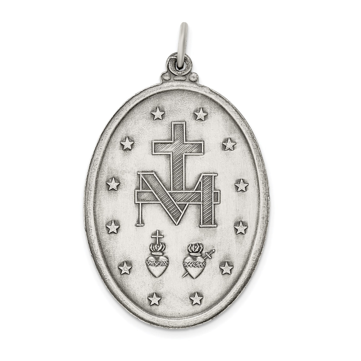 Sterling Silver Miraculous Medal Pendant with Virgin Mary, 1830 Marian Devotional Jewelry