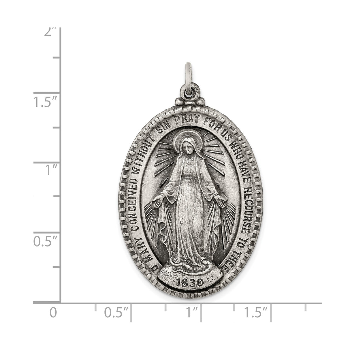 Sterling Silver Miraculous Medal Pendant with Virgin Mary, 1830 Marian Devotional Jewelry