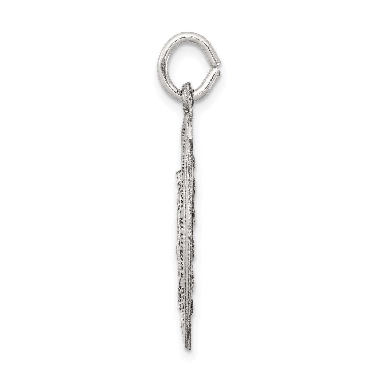 Sterling Silver Miraculous Medal Pendant with Virgin Mary and Prayer Inscription