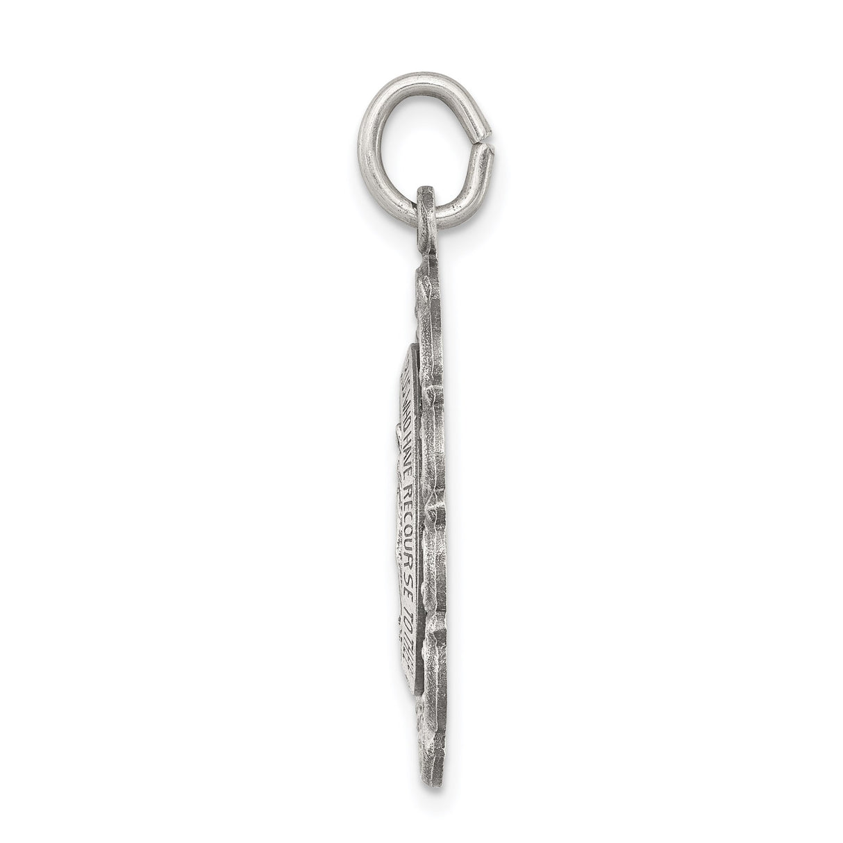 Sterling Silver Miraculous Medal Pendant Featuring Virgin Mary and Religious Inscription