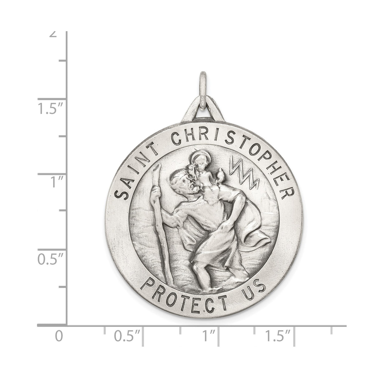 Sterling Silver Saint Christopher Medal Pendant, Protective Travel Charm, Religious Jewelry