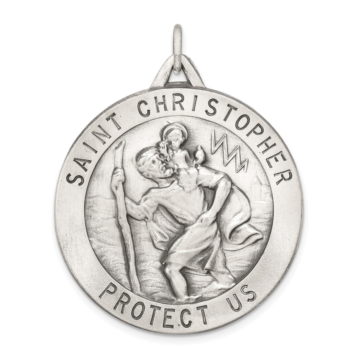 Sterling Silver Saint Christopher Medal Pendant, Protective Travel Charm, Religious Jewelry
