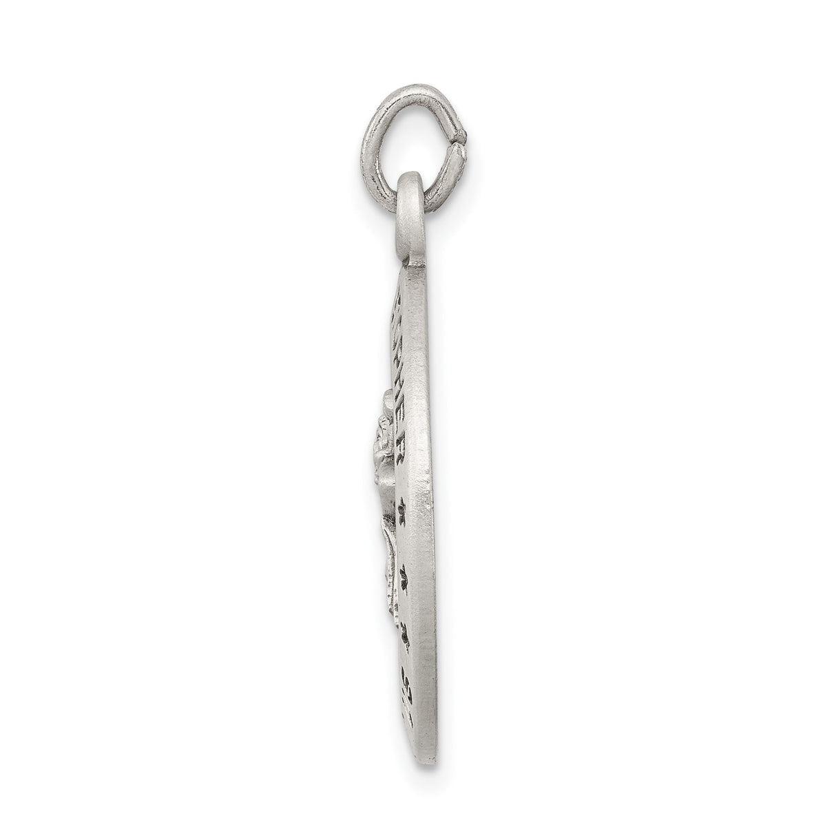 Sterling Silver Saint Christopher Medal Pendant with Matte Brushed Finish for Travel Protection