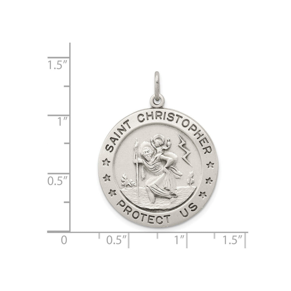 Sterling Silver Saint Christopher Travel Pendant with Raised Relief for Protection and Faith