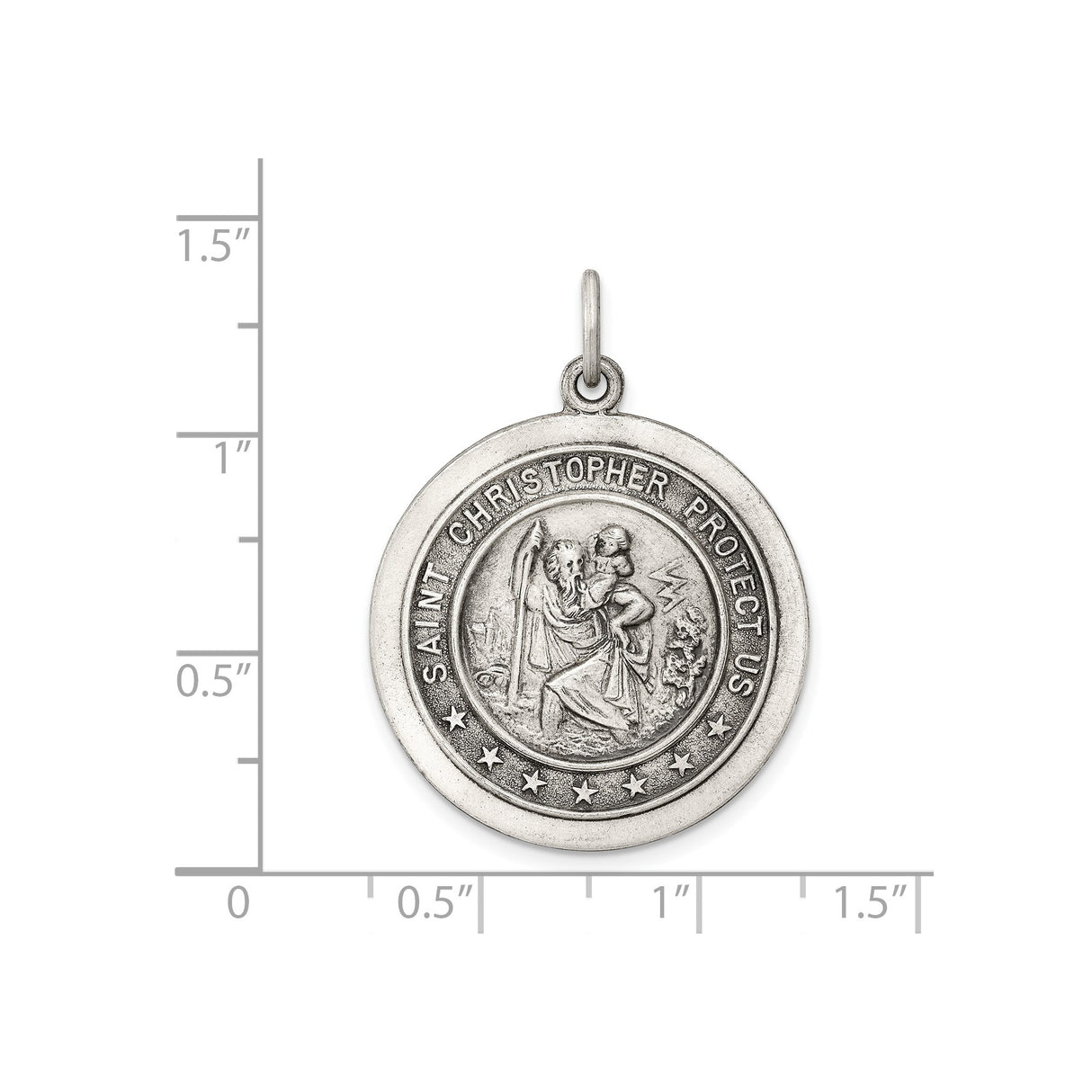 Sterling Silver Saint Christopher Medal Pendant, Travel Protection Charm for Men and Women