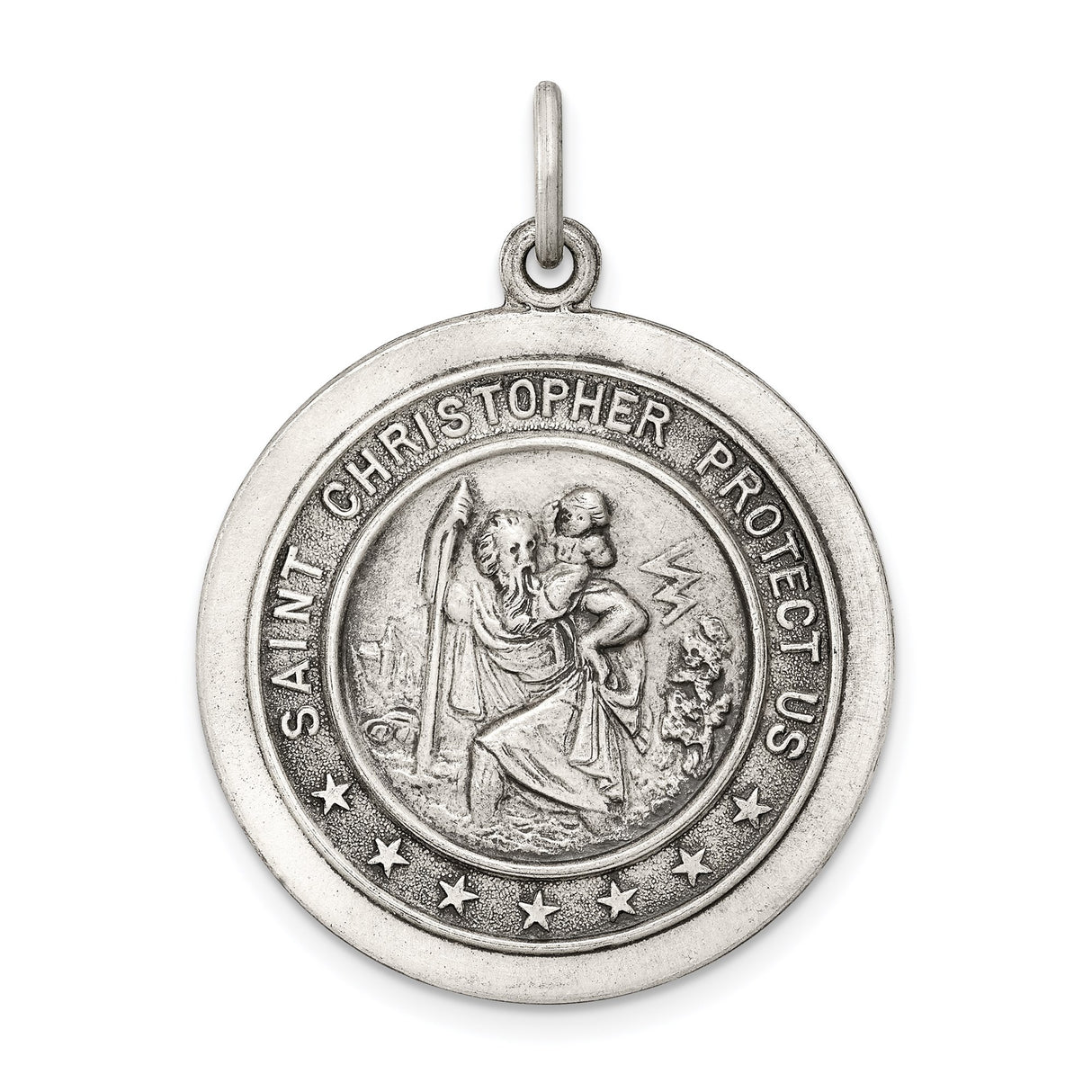 Sterling Silver Saint Christopher Medal Pendant, Travel Protection Charm for Men and Women
