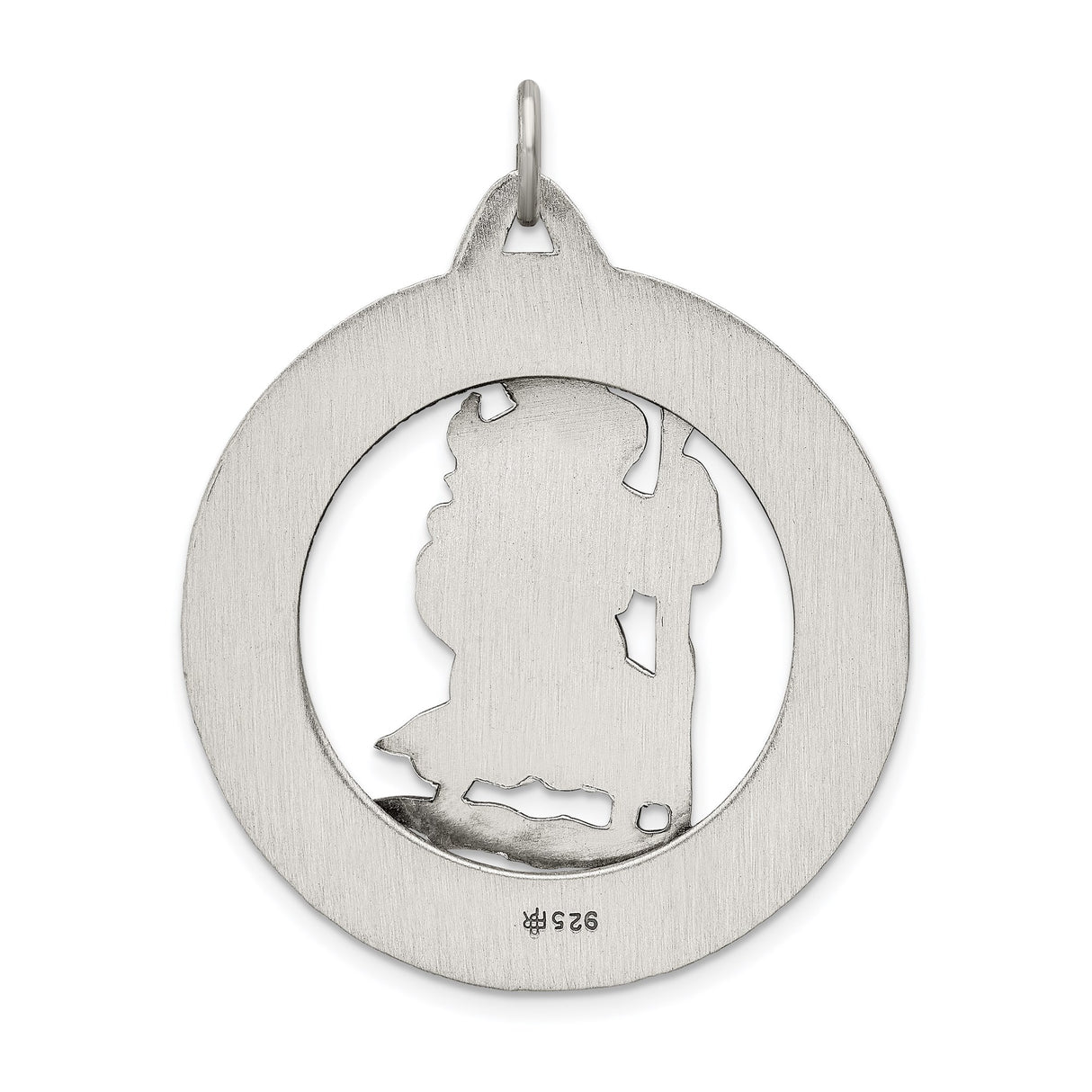 Sterling Silver Saint Christopher Medal Pendant with Dimensional Relief, Matte Finish
