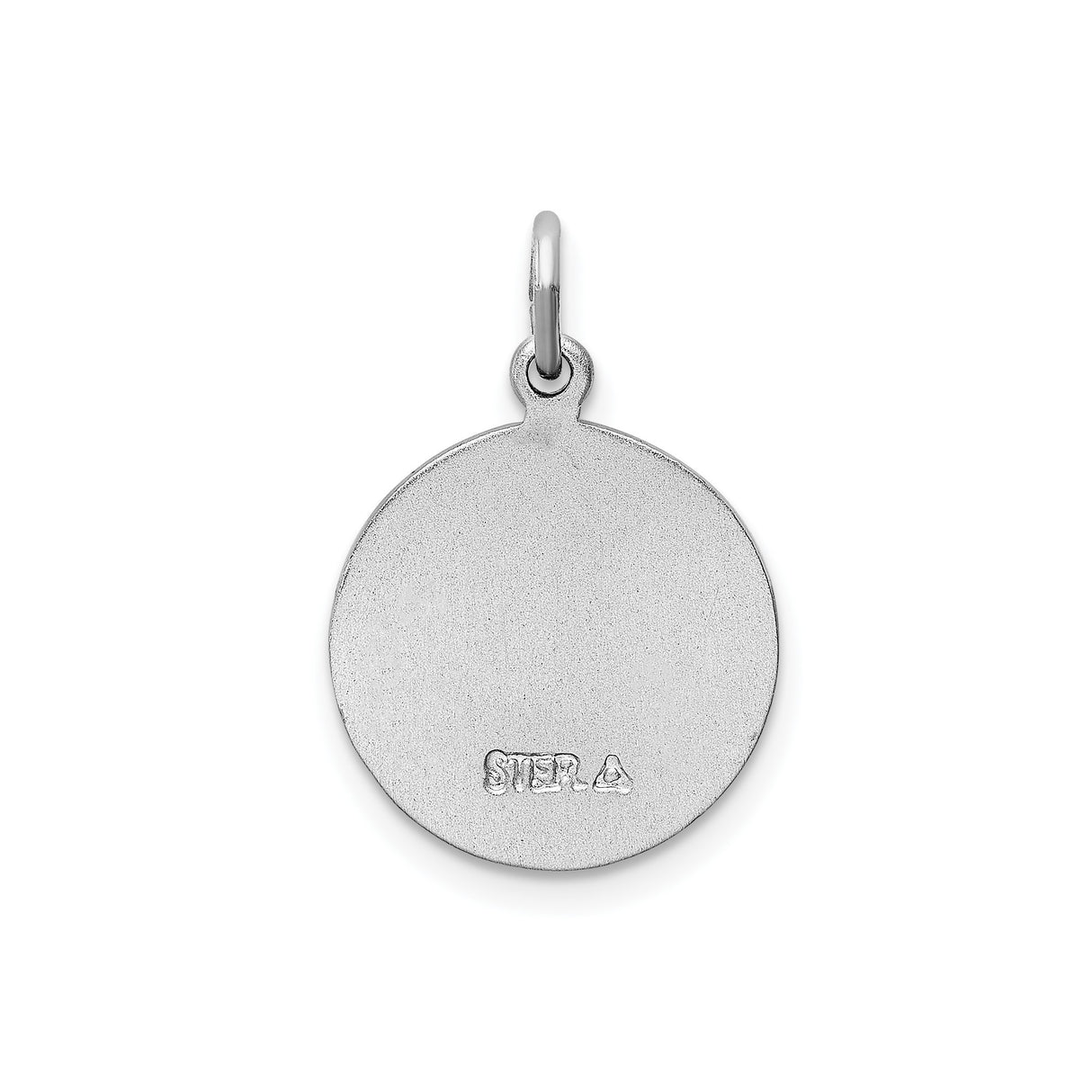 Sterling Silver Saint Christopher Pendant with Blue Epoxy Enamel, Travel Protection Medal