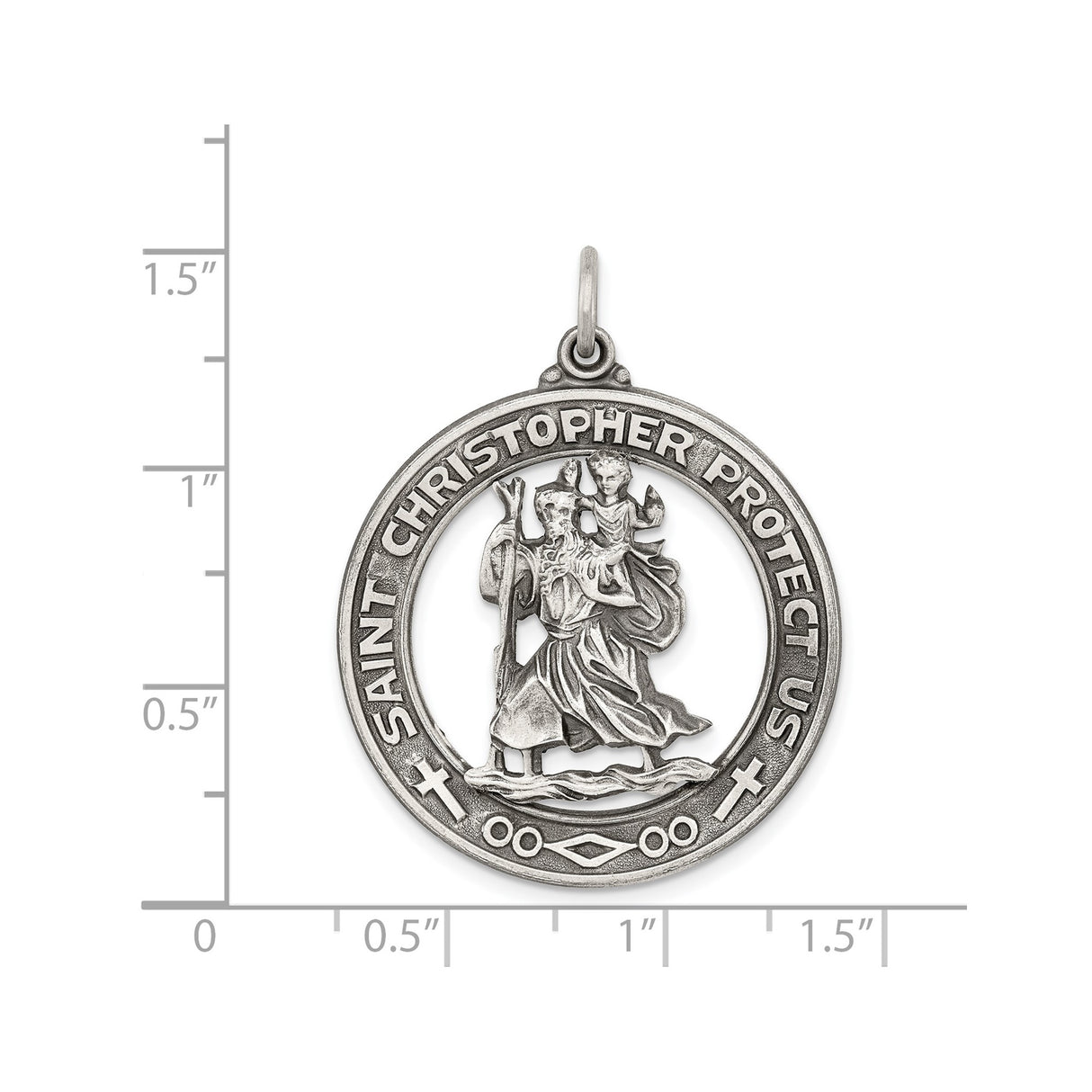 Sterling Silver Saint Christopher Travel Pendant with Matte Finish and Robe Detail