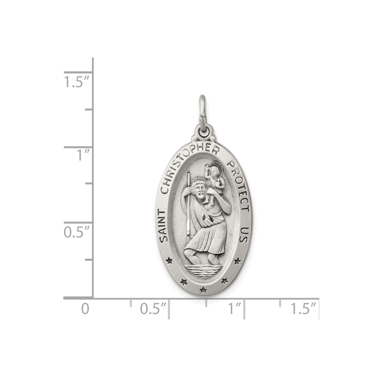 Sterling Silver Saint Christopher Protection Pendant, Oval Religious Travel Medallion