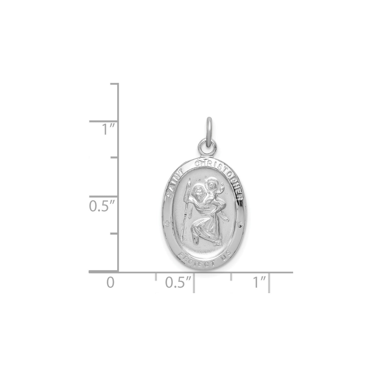 Sterling Silver Saint Christopher Oval Pendant, Religious Travel Protection Medal Charm