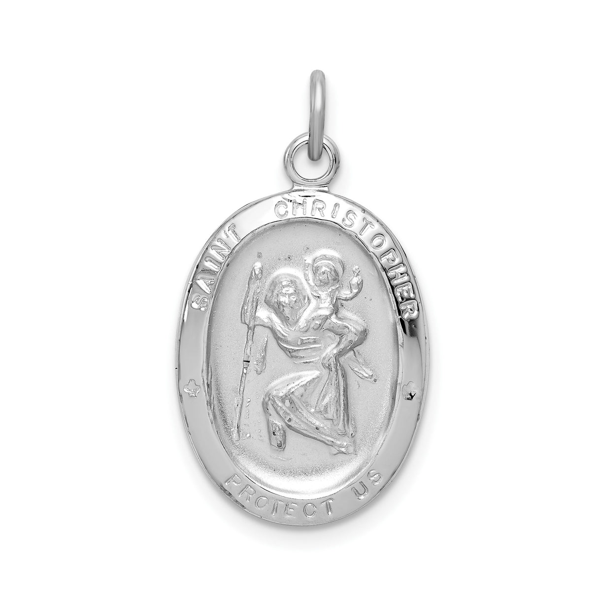 Sterling Silver Saint Christopher Oval Pendant, Religious Travel Protection Medal Charm