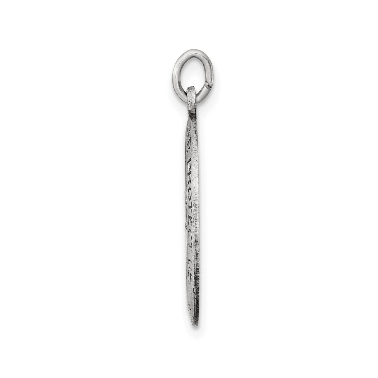 Sterling Silver Saint Christopher Oval Medal Pendant with Brushed Finish for Travel Protection