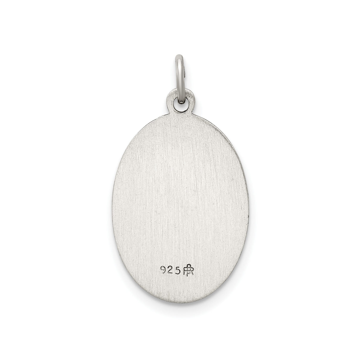 Sterling Silver Saint Christopher Oval Medal Pendant with Brushed Finish for Travel Protection