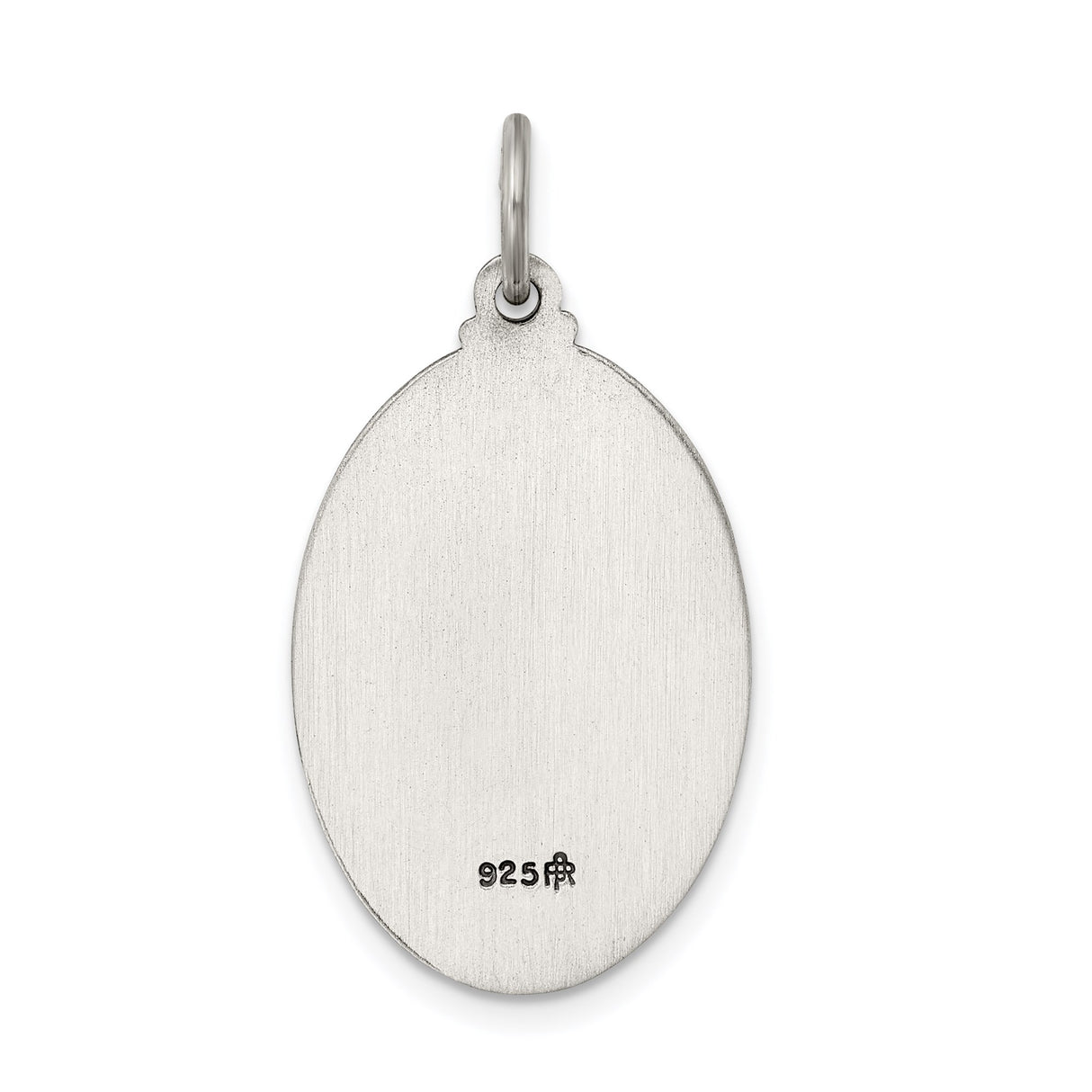 Sterling Silver Saint Christopher Oval Pendant with Bold Lettering, Travel Protection Medal