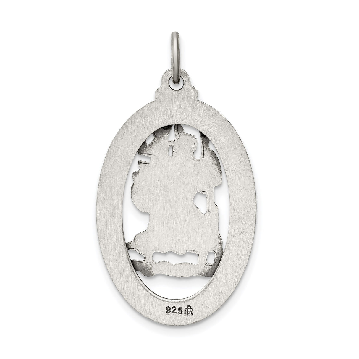 Sterling Silver Saint Christopher Oval Medal Pendant, Travel Protection Religious Charm