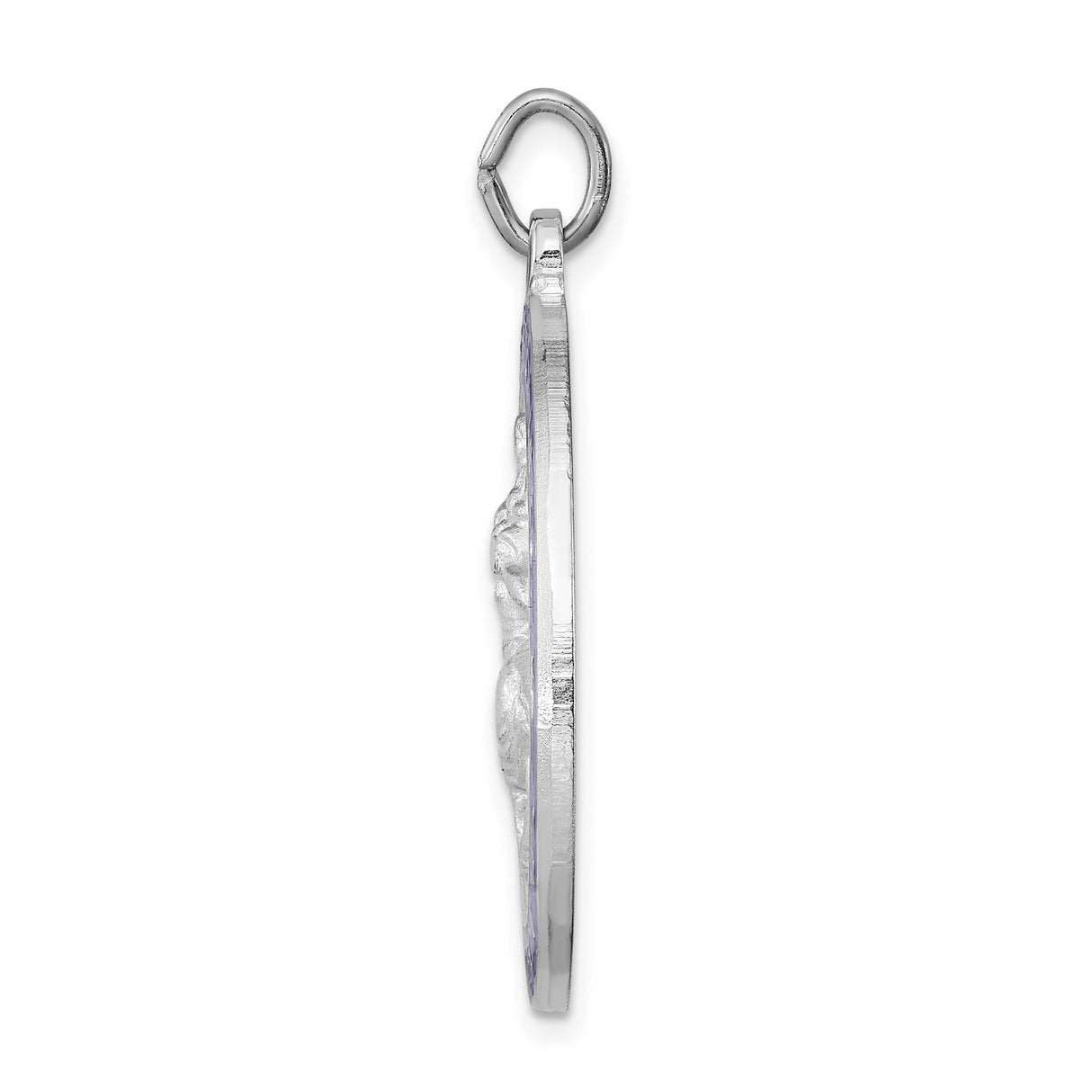 Sterling Silver Saint Christopher Oval Medal with Blue Enamel, Travel Protection Pendant Charm