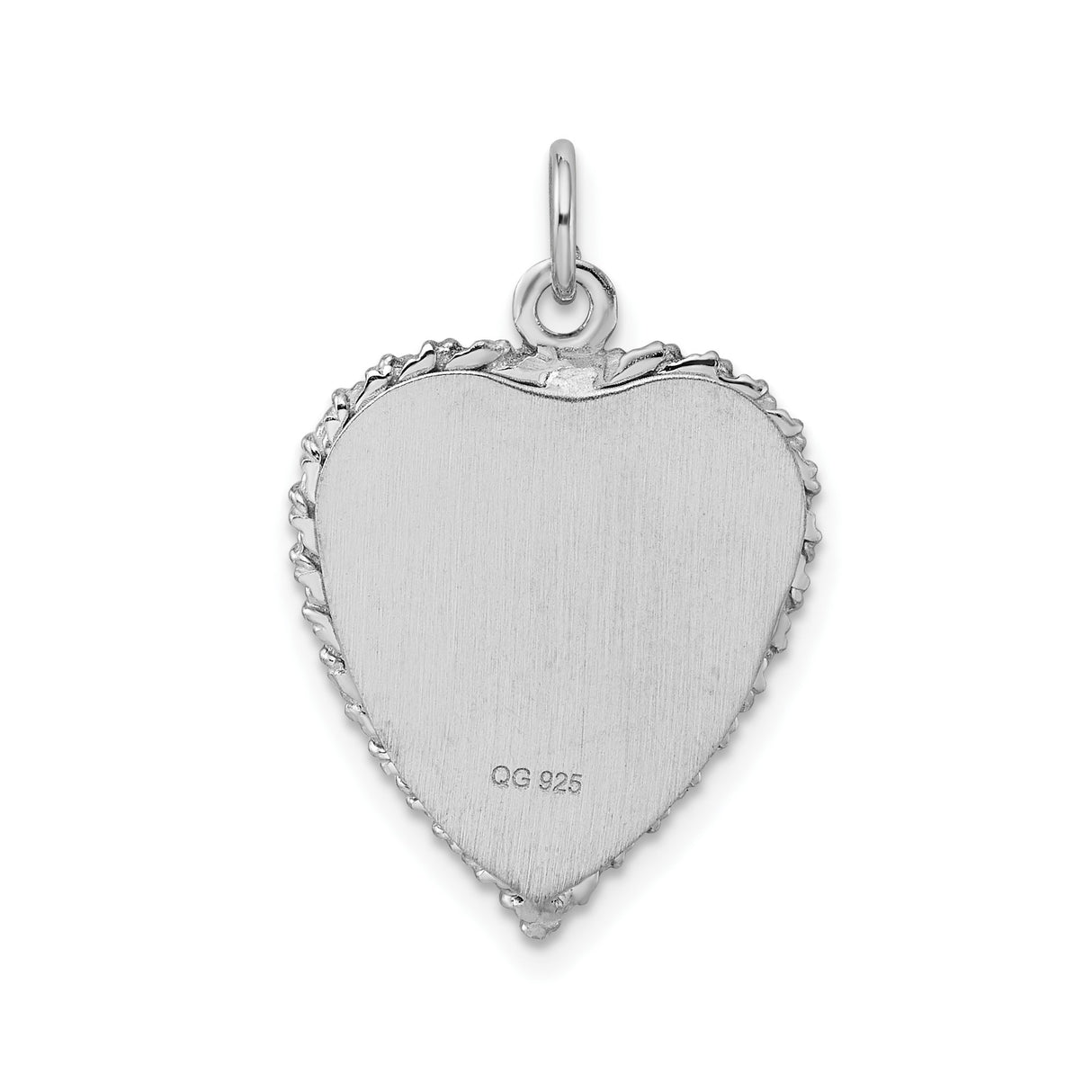 Sterling Silver Heart Pendant with Sweet 16 Engraving and Textured Border