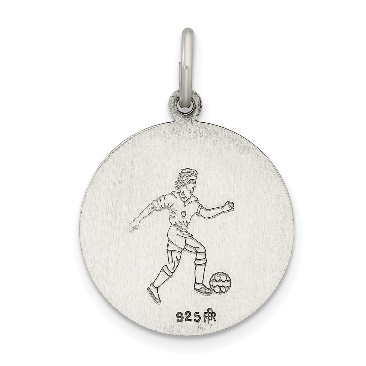 Saint Christopher Protect Us Words and Soccer Player Image Charm Pendant in Real 925 Sterling Silver