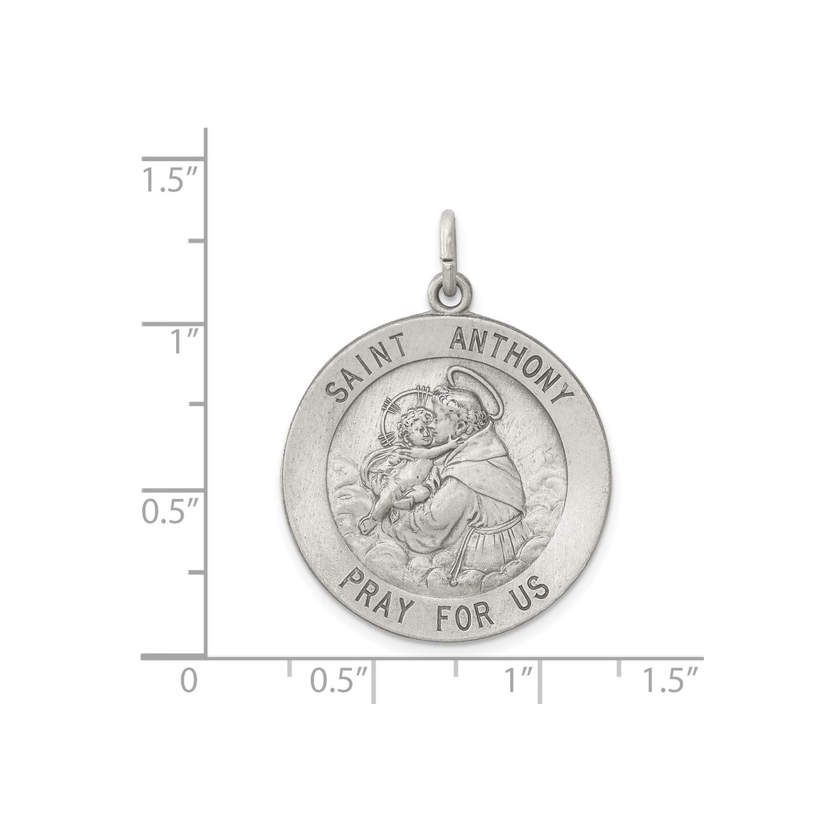 Sterling Silver Saint Anthony Medal Pendant with Pray for Us Inscription, Catholic Charm