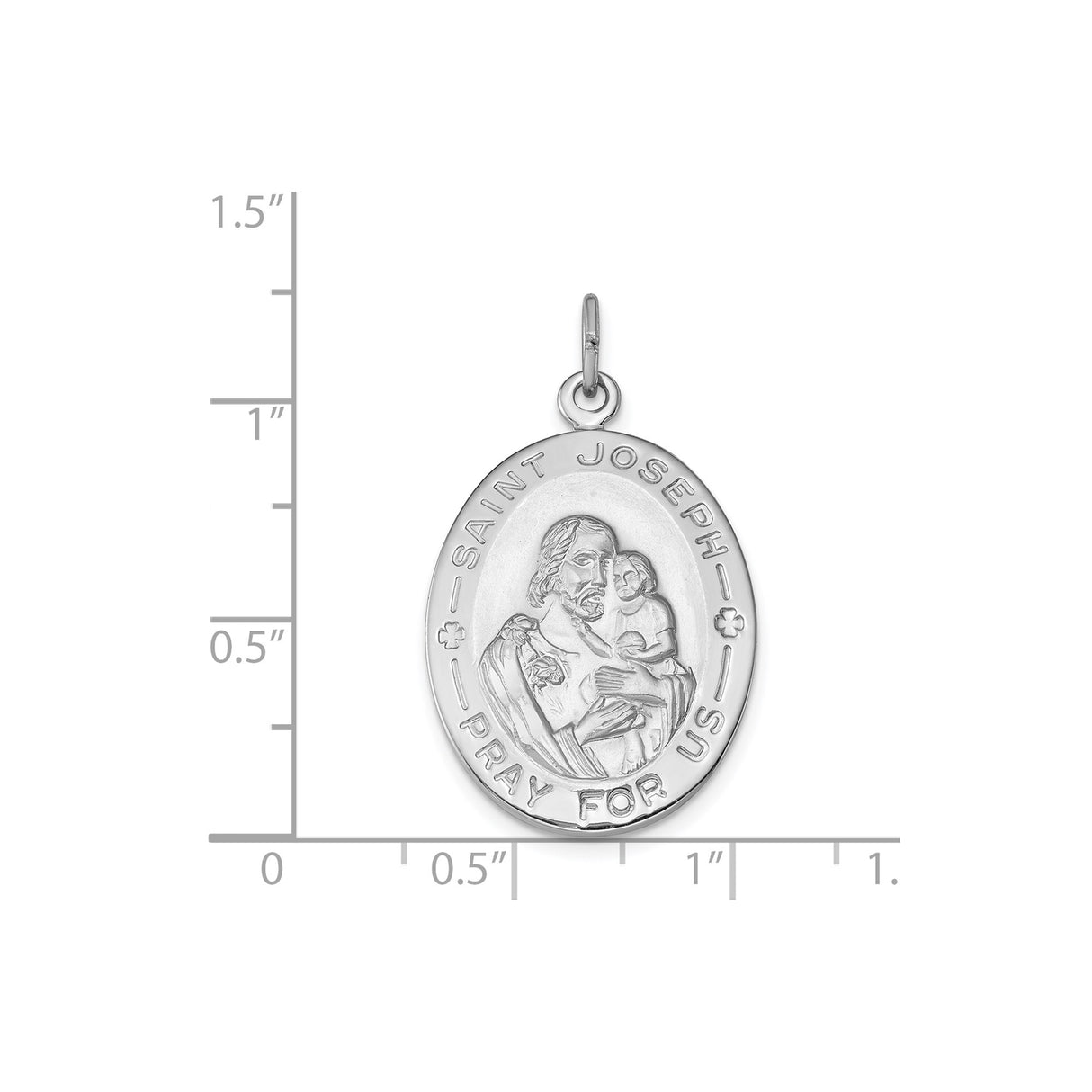 Sterling Silver Saint Joseph Oval Pendant with Prayer for Protection and Faith