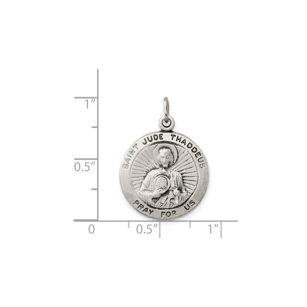 Sterling Silver Saint Jude Thaddeus Medal Pendant, Catholic Christian Devotional Charm