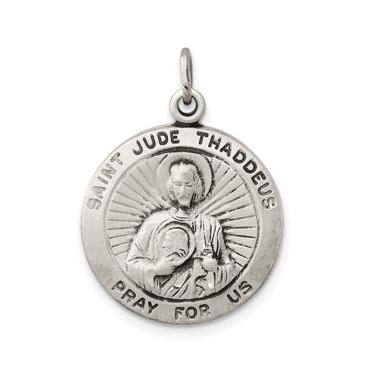 Sterling Silver Saint Jude Thaddeus Medal Pendant, Catholic Christian Devotional Charm