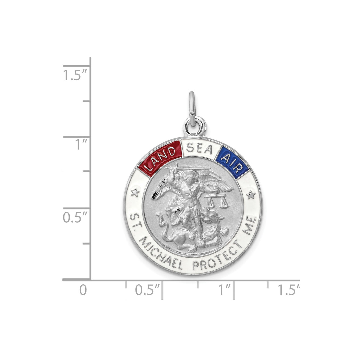 Sterling Silver St. Michael Pendant with Archangel Defeating Dragon Engraving