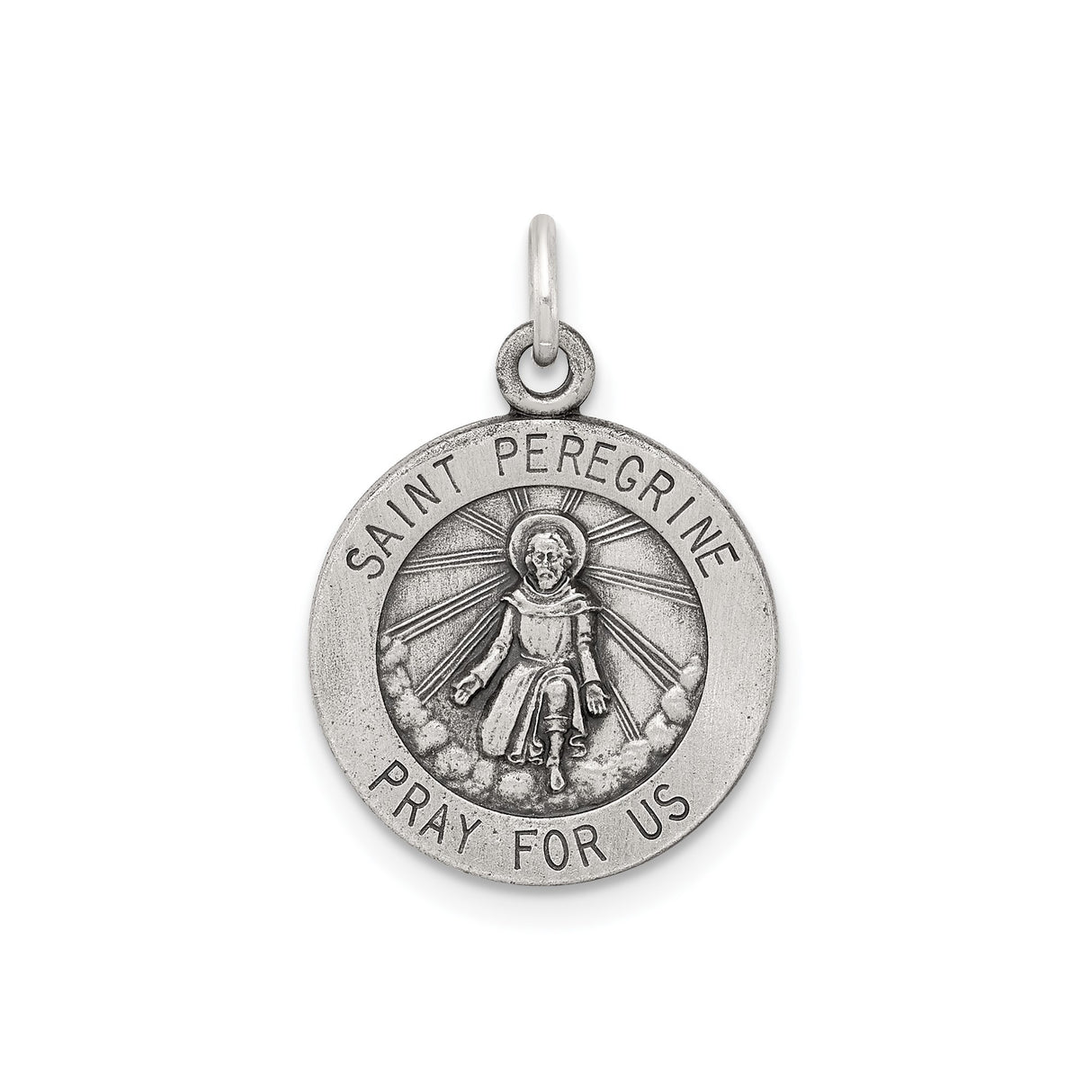 Sterling Silver Saint Peregrine Medal Pendant, Catholic Healing and Cancer Support Charm