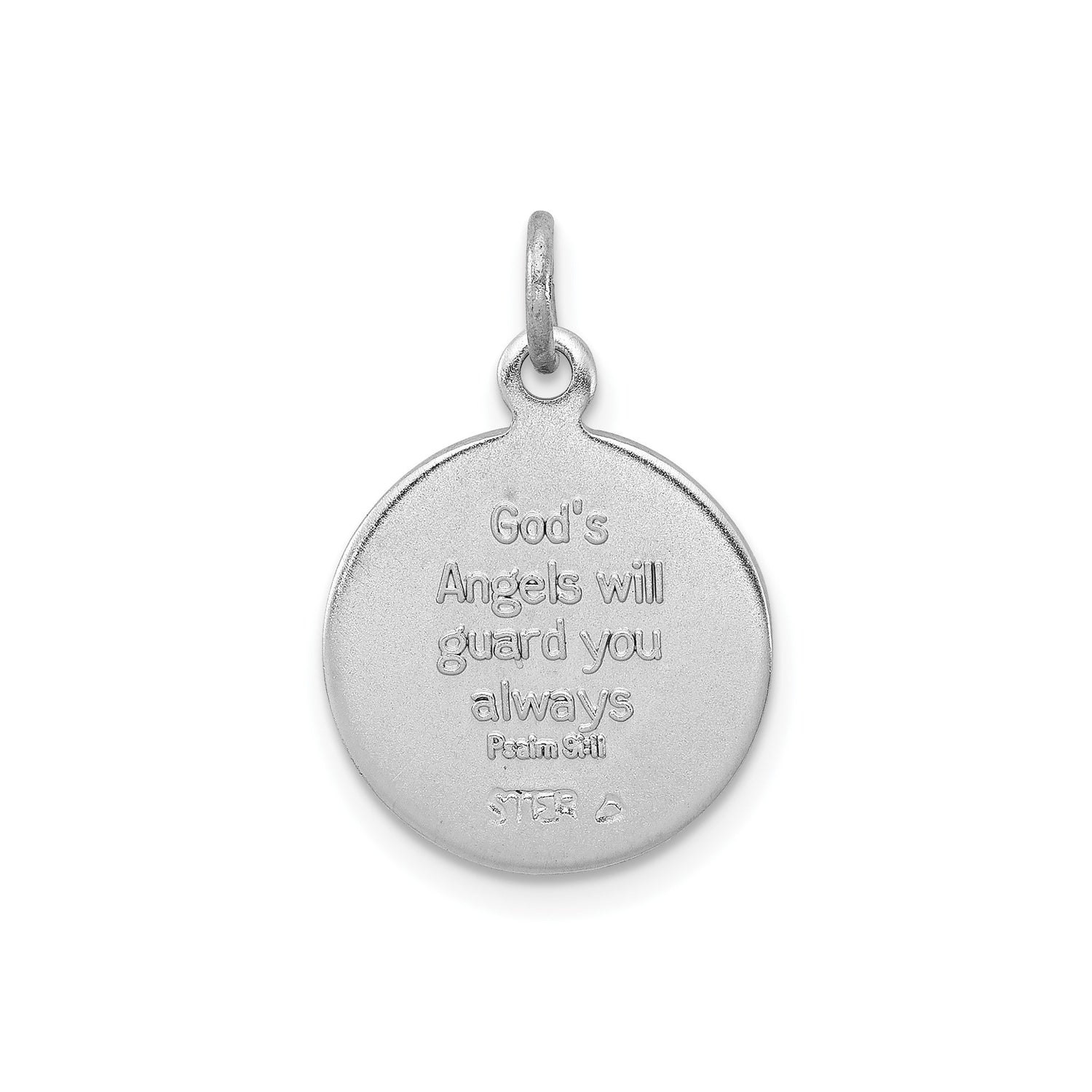 Sterling Silver Angel Pendant with Epoxy Cherub Resting on Cloud, Renaissance Style