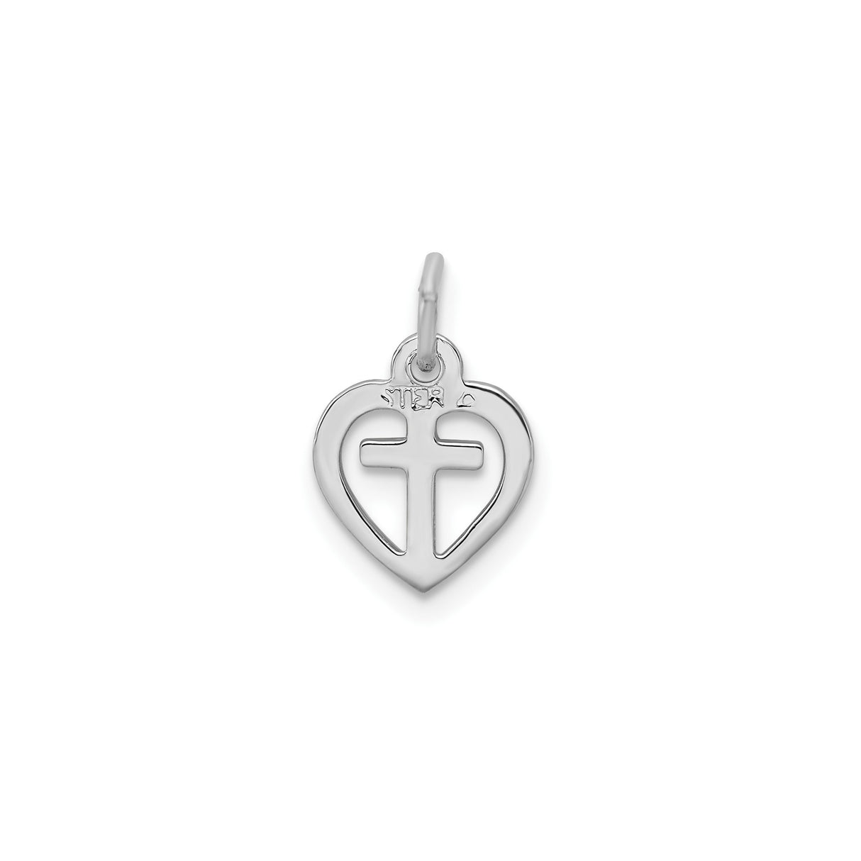 Sterling Silver Cross with Heart Charm Pendant, Polished Mixed Metal Faith Design